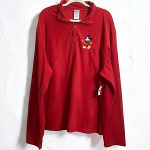PLUS Disney Store NWT Mickey Mouse Red‎ Fleece 1/4 Zip Sweater Size XXL